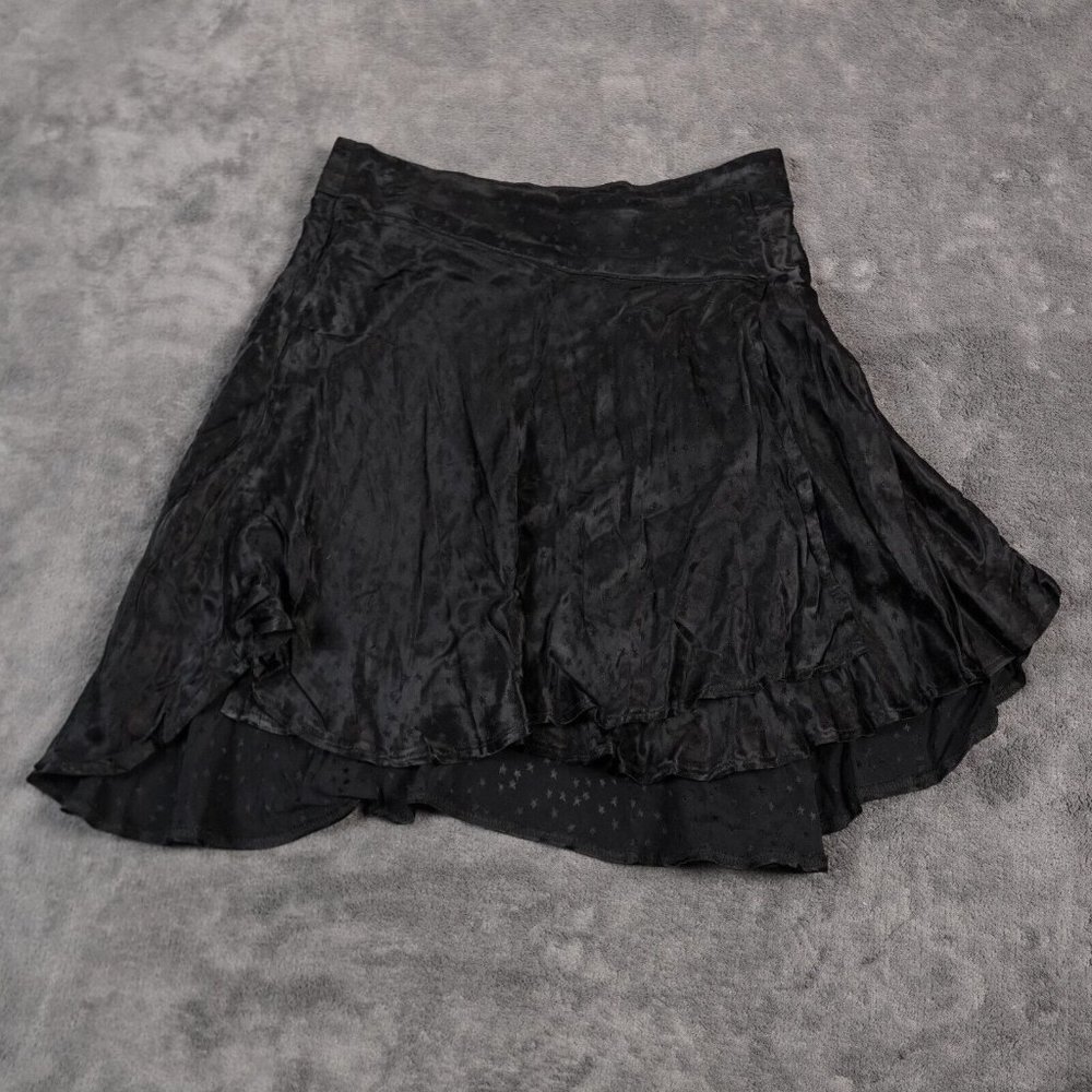 Free People Starstruck Mini Skirt Women's 2 Black  Wrap Summer Party Dancing New - Picture 2 of 12